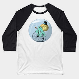 Mr Squid on a penny farthing Baseball T-Shirt